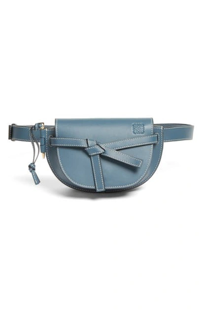 Shop Loewe Mini Gate Calfskin Leather Belt Bag In Black