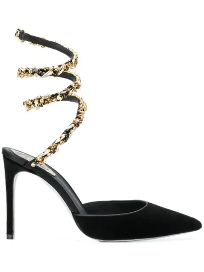 Shop René Caovilla Crystal Snake Pumps In Black