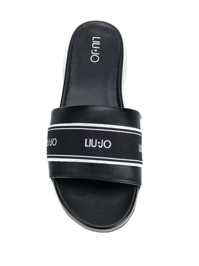 Shop Liu •jo Logo Pool Slides In Black