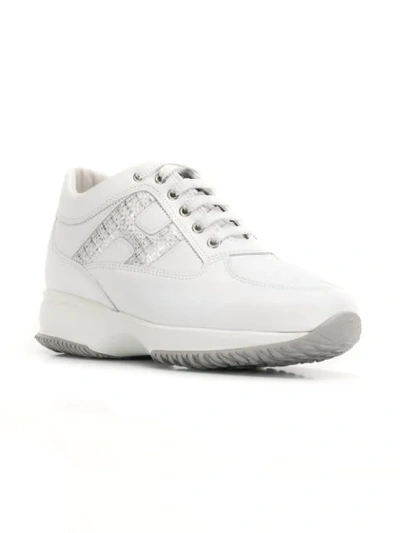 Shop Hogan Interactive Silver Logo Sneakers In White