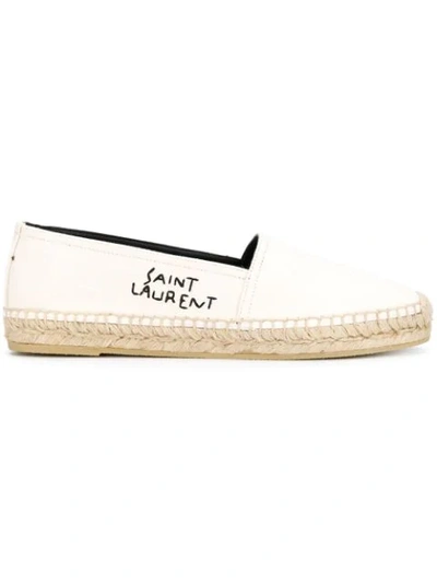 Shop Saint Laurent Logo-embroidered Espadrilles In Neutrals