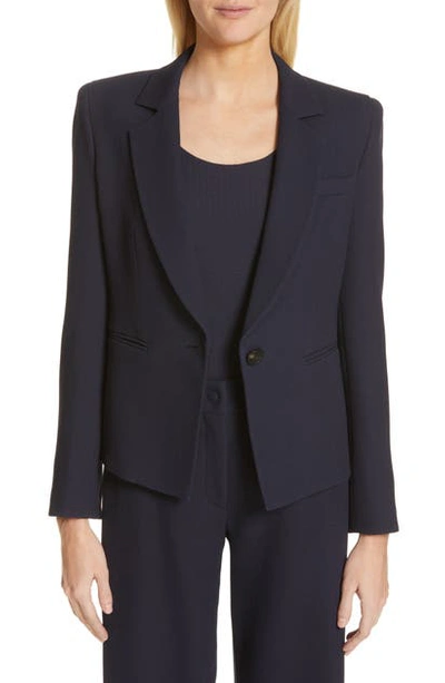 Shop Emporio Armani Waffle Texture Wool Jacket In Blue Zen