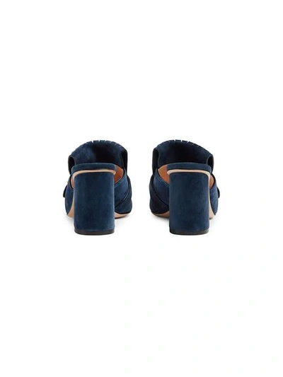 Shop Gucci Suede Mid-heel Slide With Double G In Blue