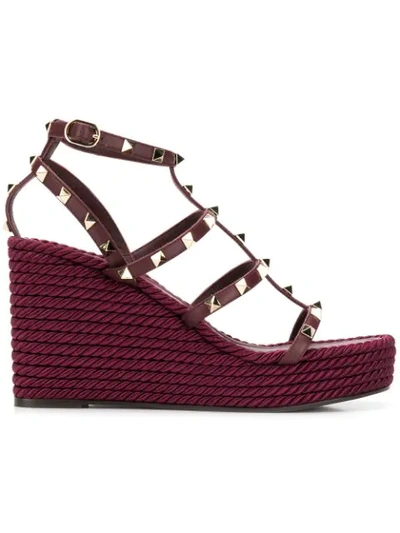 Shop Valentino Garavani Rockstud Torchon Wedge Sandals In U26 Purple