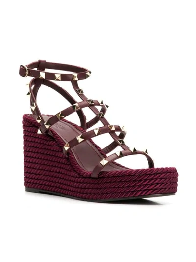 Shop Valentino Garavani Rockstud Torchon Wedge Sandals In U26 Purple