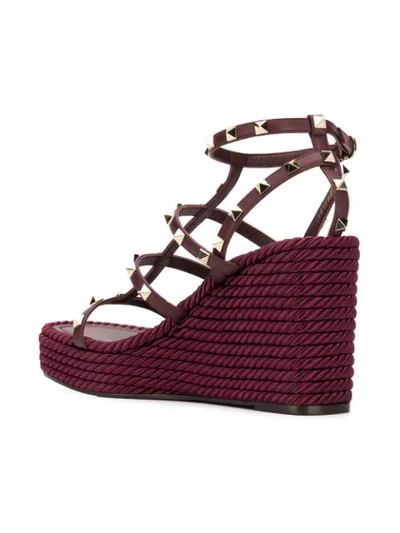 Shop Valentino Garavani Rockstud Torchon Wedge Sandals In U26 Purple