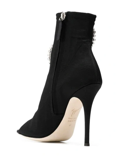 GIUSEPPE ZANOTTI DESIGN CRYSTAL EMBELLISHED HEELED BOOTS - 黑色