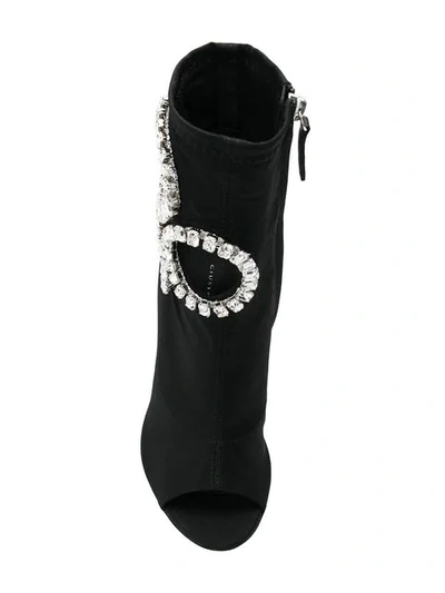 GIUSEPPE ZANOTTI DESIGN CRYSTAL EMBELLISHED HEELED BOOTS - 黑色