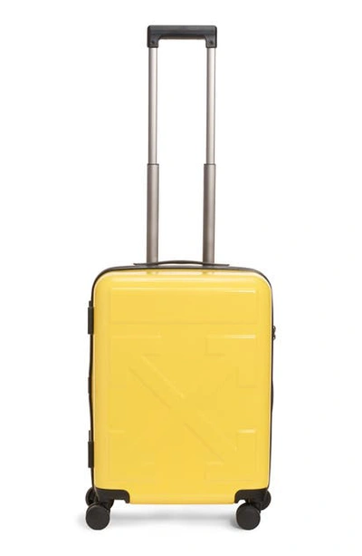 Shop Off-white Arrow Hard Side Trolley Wheeled Suitcase In Yellow