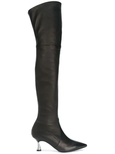 Shop Casadei Heeled Over The Knee Boots In Black