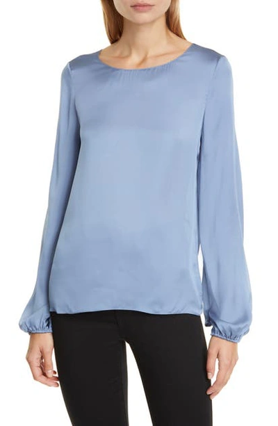 Shop Theory Balloon Sleeve Silk Blouse In Chambray