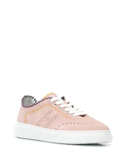 Shop Hogan Perforated Logo Sneakers In Pink