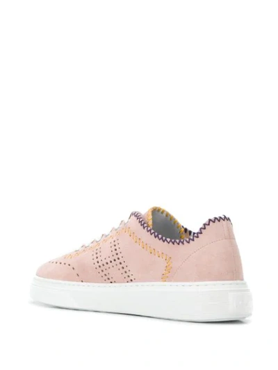 Shop Hogan Perforated Logo Sneakers In Pink