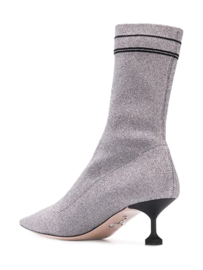 Shop Miu Miu Sock-boots Mit Glitter In Silver