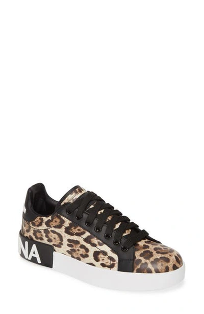 Shop Dolce & Gabbana Portofino Leopard Print Sneaker