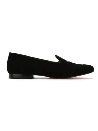 Shop Blue Bird Shoes Embroidered Suede Drinks Loafers In Black