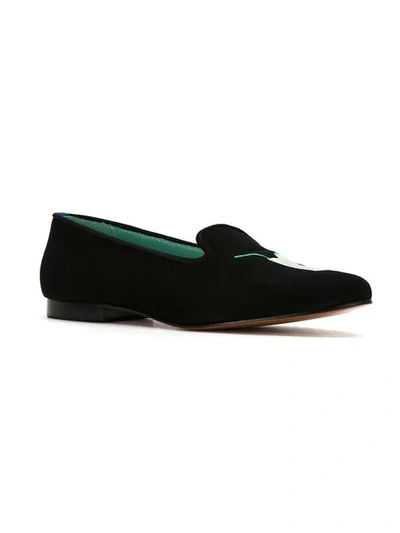 Shop Blue Bird Shoes Embroidered Suede Drinks Loafers In Black