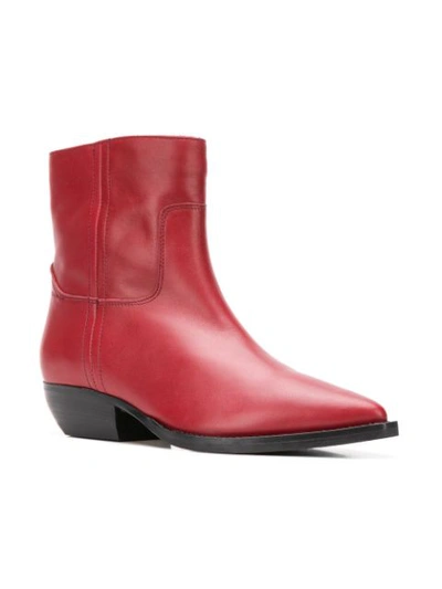 Shop The Seller Low Heeled Ankle Boots - Red