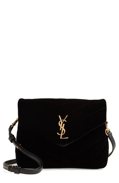 Shop Saint Laurent Toy Loulou Velvet Crossbody Bag In Noir