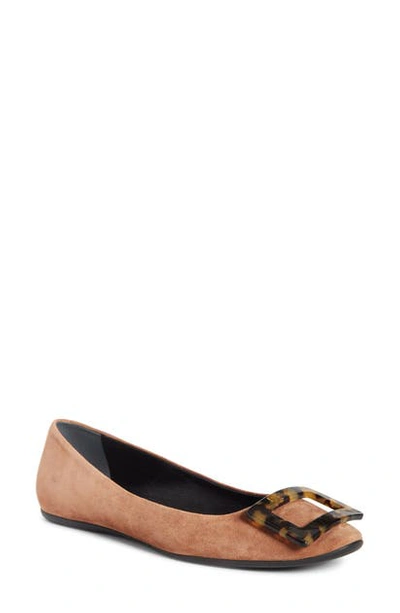 Shop Roger Vivier Gommette Tortoiseshell Buckle Ballet Flat In Cognac