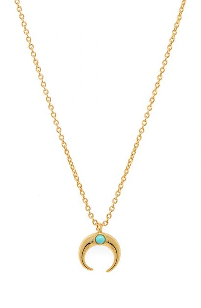 Shop Gorjana Cayne Crescent Charm Necklace In Turq/ Gold