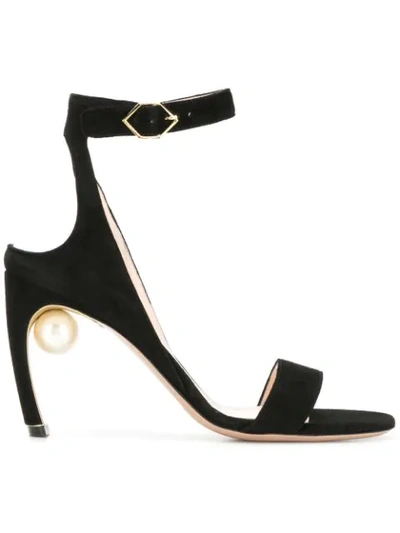 Shop Nicholas Kirkwood Lola Pearl Sandals In N99 Noir/ Perle/ Blanc