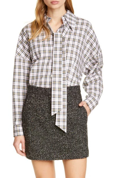 Shop Tibi Kingston Easy Plaid Shirt In White Multi