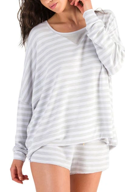 Shop Honeydew Intimates French Terry Sweatshirt In Heather Grey Stripe