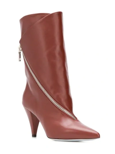 Shop Givenchy Zipped Flap Boots In Brown