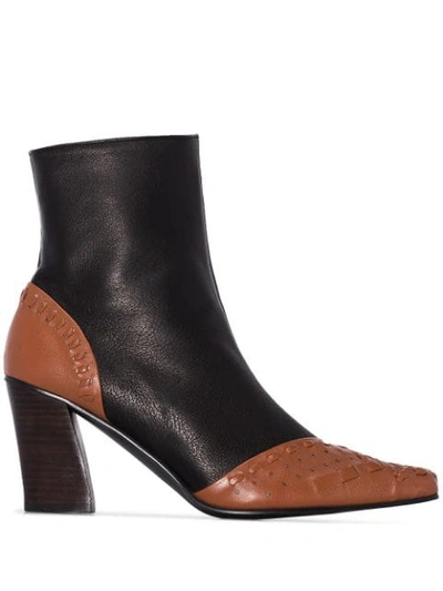 Shop Reike Nen Woven Detail Ankle Boots In Brown
