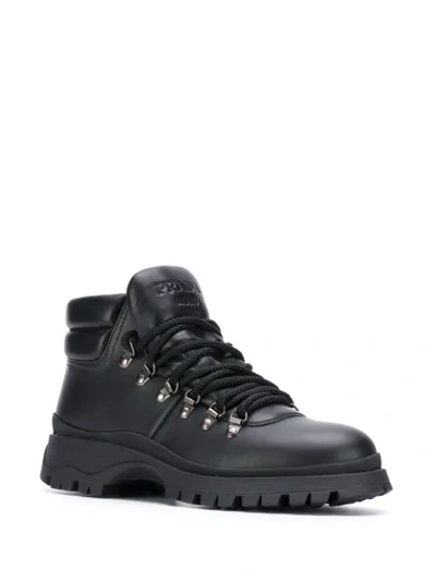 Shop Prada Lace-up Trekking Boots In Black