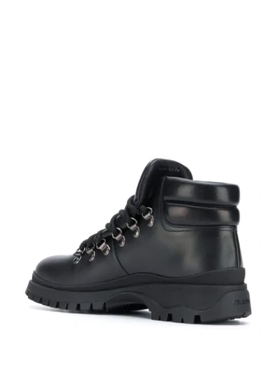 Shop Prada Lace-up Trekking Boots In Black