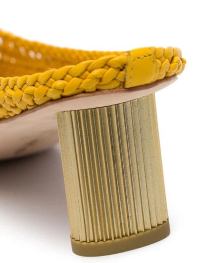 Shop Cult Gaia Della 70 Woven Mules In Yellow