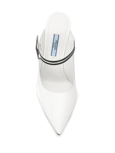 Shop Prada Logo Detail Mules In White