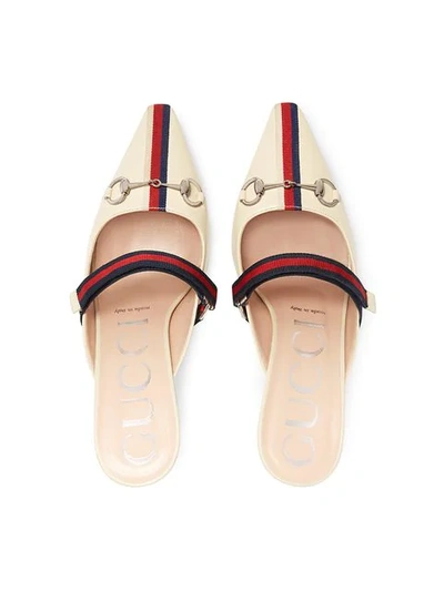 Shop Gucci Mid-heel Slide With Web In Neutrals