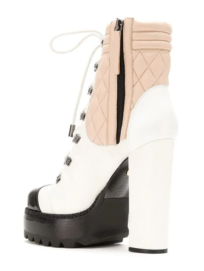 Shop Andrea Bogosian Leather Platform Boots In White