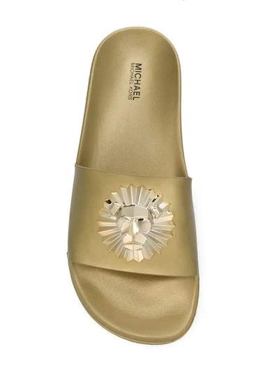 Shop Michael Michael Kors Rory Metallic Slides