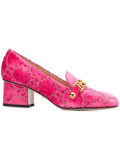 Shop Gucci Logo Pattern Pumps In Pink