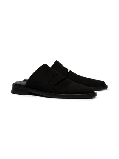 Shop Ann Demeulemeester Black Cutout Suede Mules