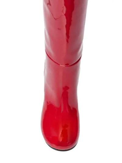 Shop Maison Margiela Patent Knee High Boots In Red