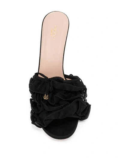 Shop Gucci Tulle Mules In Black