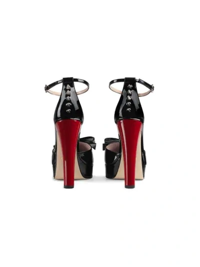 Shop Gucci Patent Leather Pump With Bow In Black