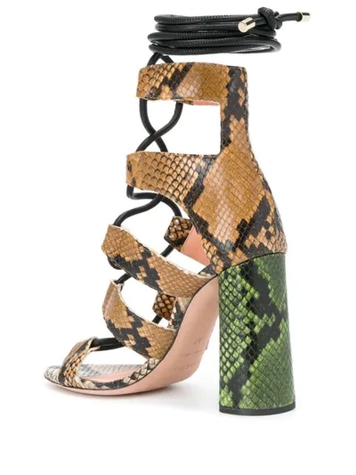Shop Rochas Snakeskin-effect Sandals In Brown