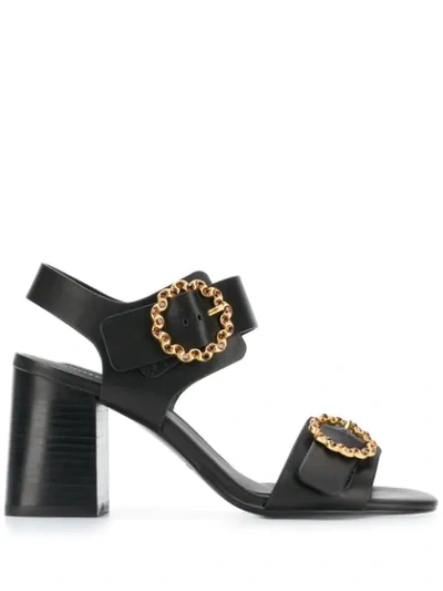 Shop See By Chloé Embellished Buckle Sandals In Black