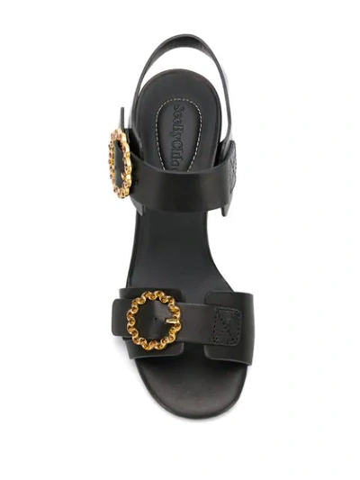 Shop See By Chloé Embellished Buckle Sandals In Black