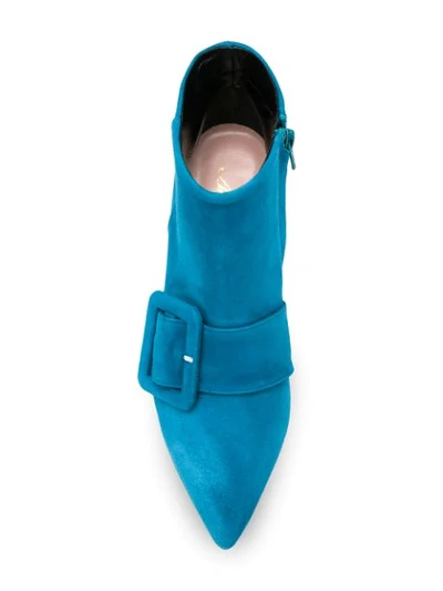 Shop Anna F. Pointed Buckle Boots - Blue