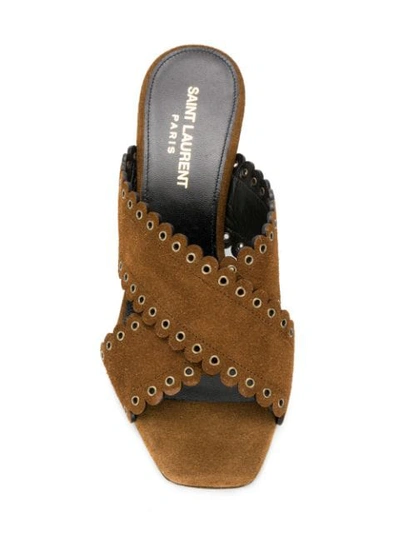 Shop Saint Laurent Lou Mule Sandals In Brown