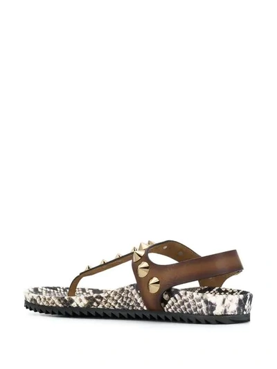 Shop Pedro Garcia Studded Flat Sandals In Brown