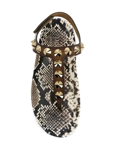 Shop Pedro Garcia Studded Flat Sandals In Brown