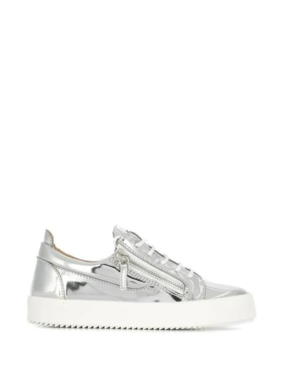 Shop Giuseppe Zanotti Lace Up Sneakers In Silver